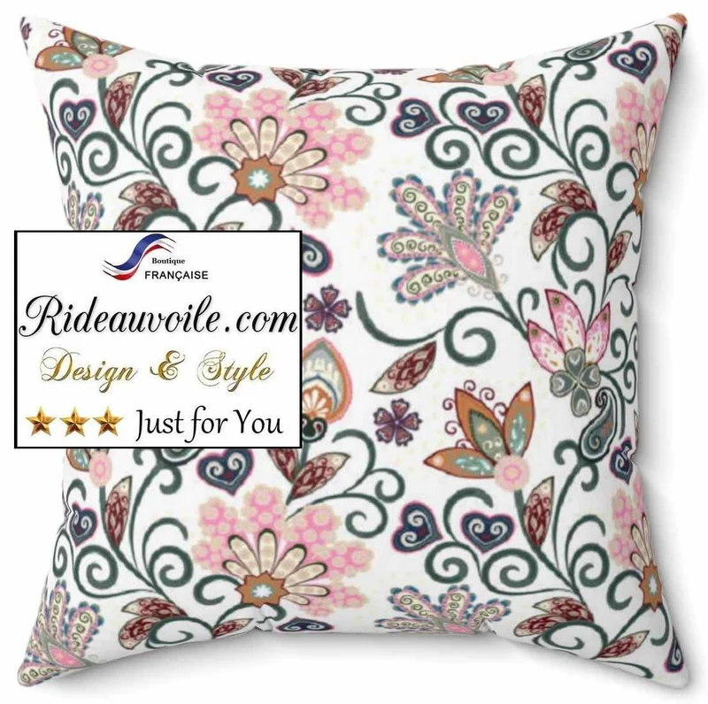 Tissu ethnique ameublement motif floral Toile de Jouy ornement Indien Paisley mètre