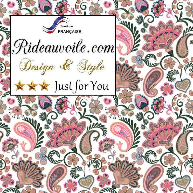 Tissu ameublement Toile de Jouy rayures vert rose bleu Paisley mètre rideau