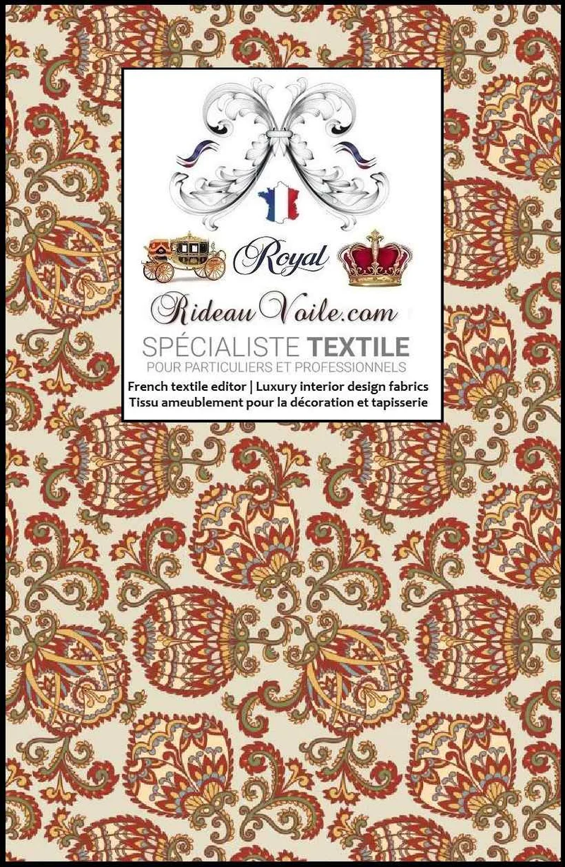 Tissu ameublement ethnique Toile de Jouy JAIPUR Batik Sari Indien Paisley mètre