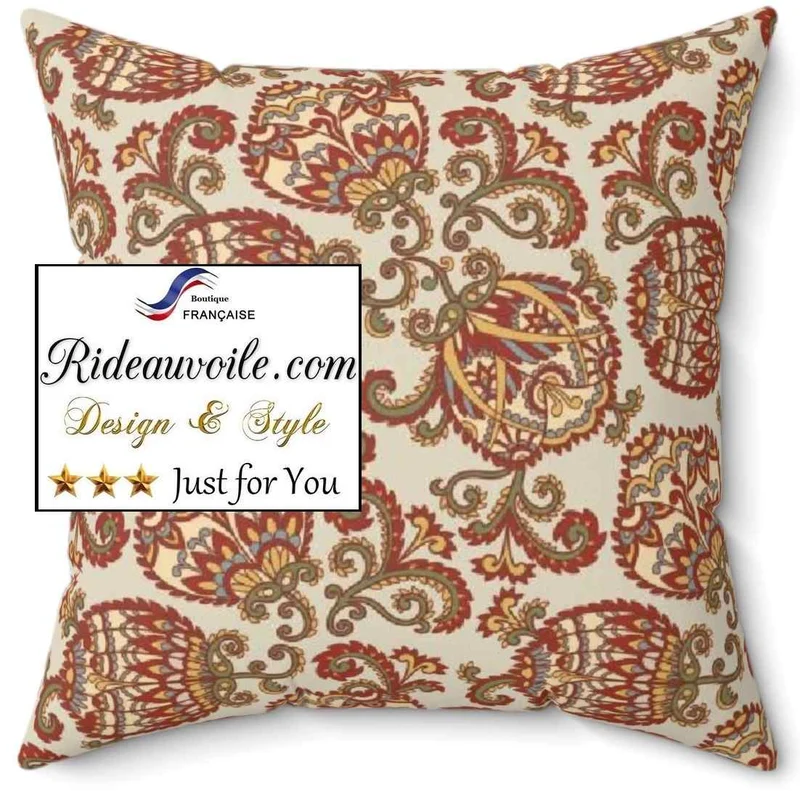Tissu ameublement ethnique Toile de Jouy JAIPUR Batik Sari Indien Paisley mètre