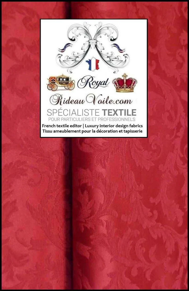 Tissus Empire ameublement mètre largeur 330cm Jacquard Rouge Baroque rideau