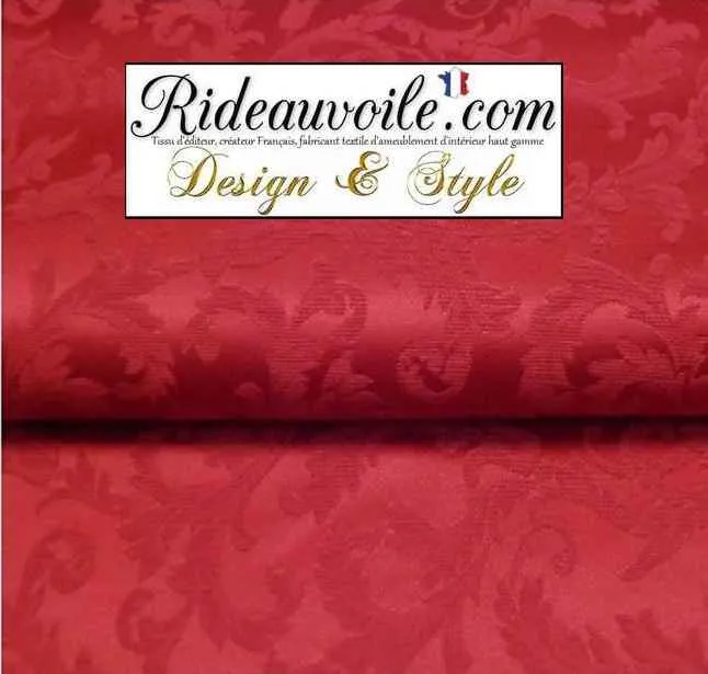 Tissus Empire ameublement mètre largeur 330cm Jacquard Rouge Baroque rideau