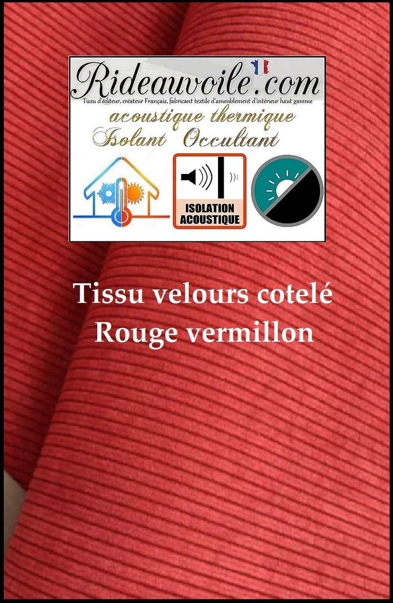 Velours côtelé mètre travaux isolation thermique Acoustique rideau occultant rouge