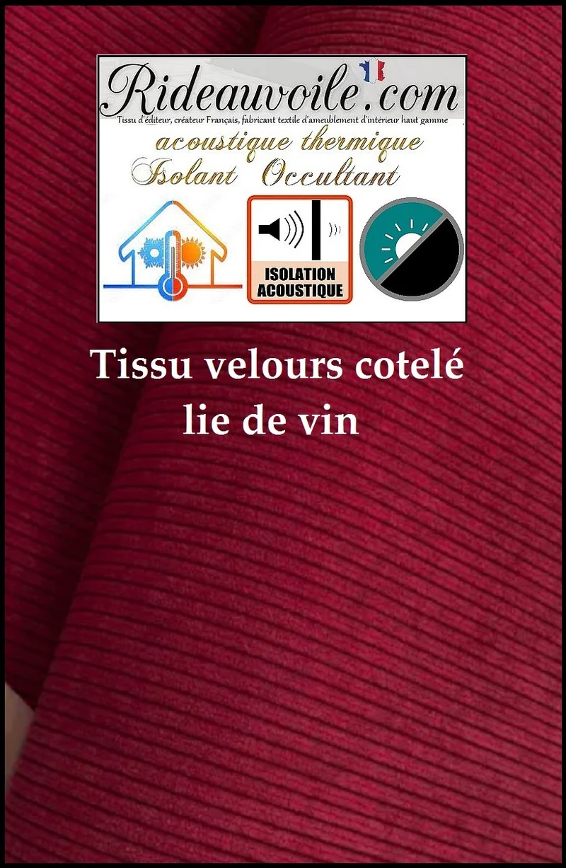 Velours côtelé mètre travaux isolation thermique Acoustique rideau occultant rouge