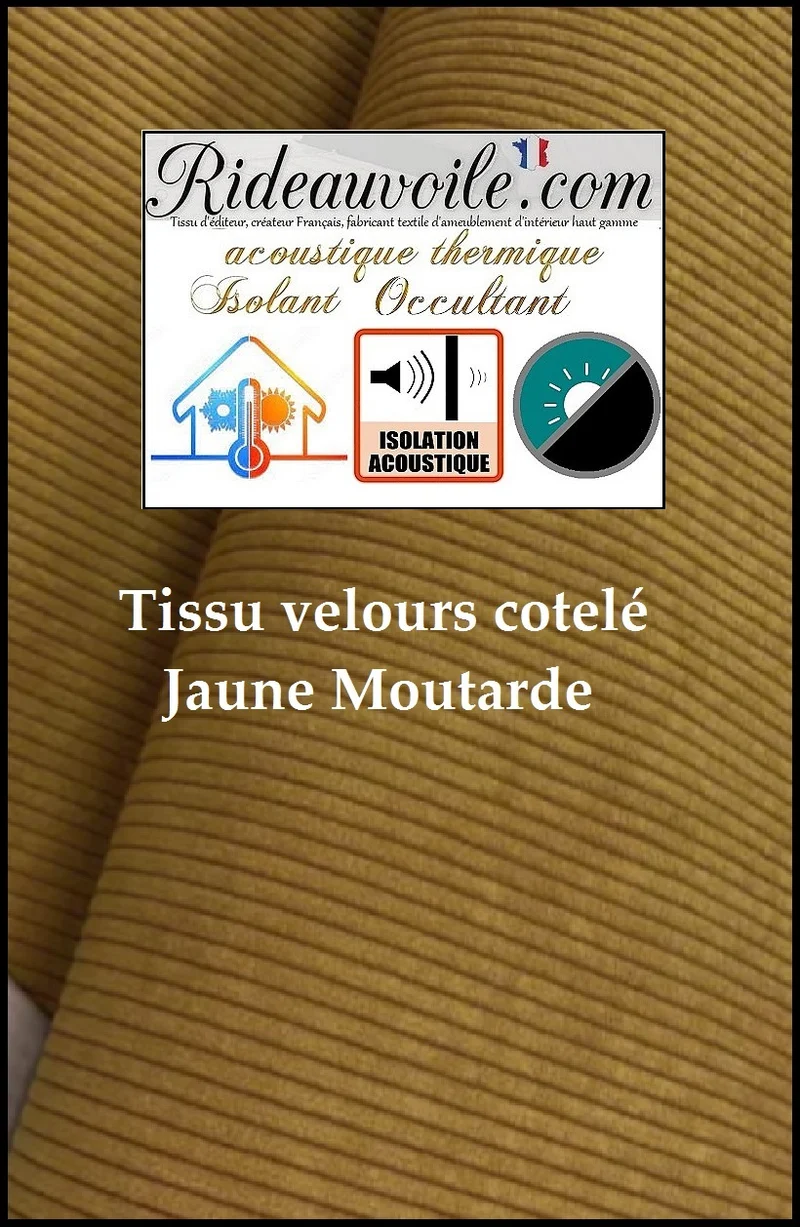 Velours côtelé au mètre rénovation isolation thermique Acoustique rideau occultant moutarde