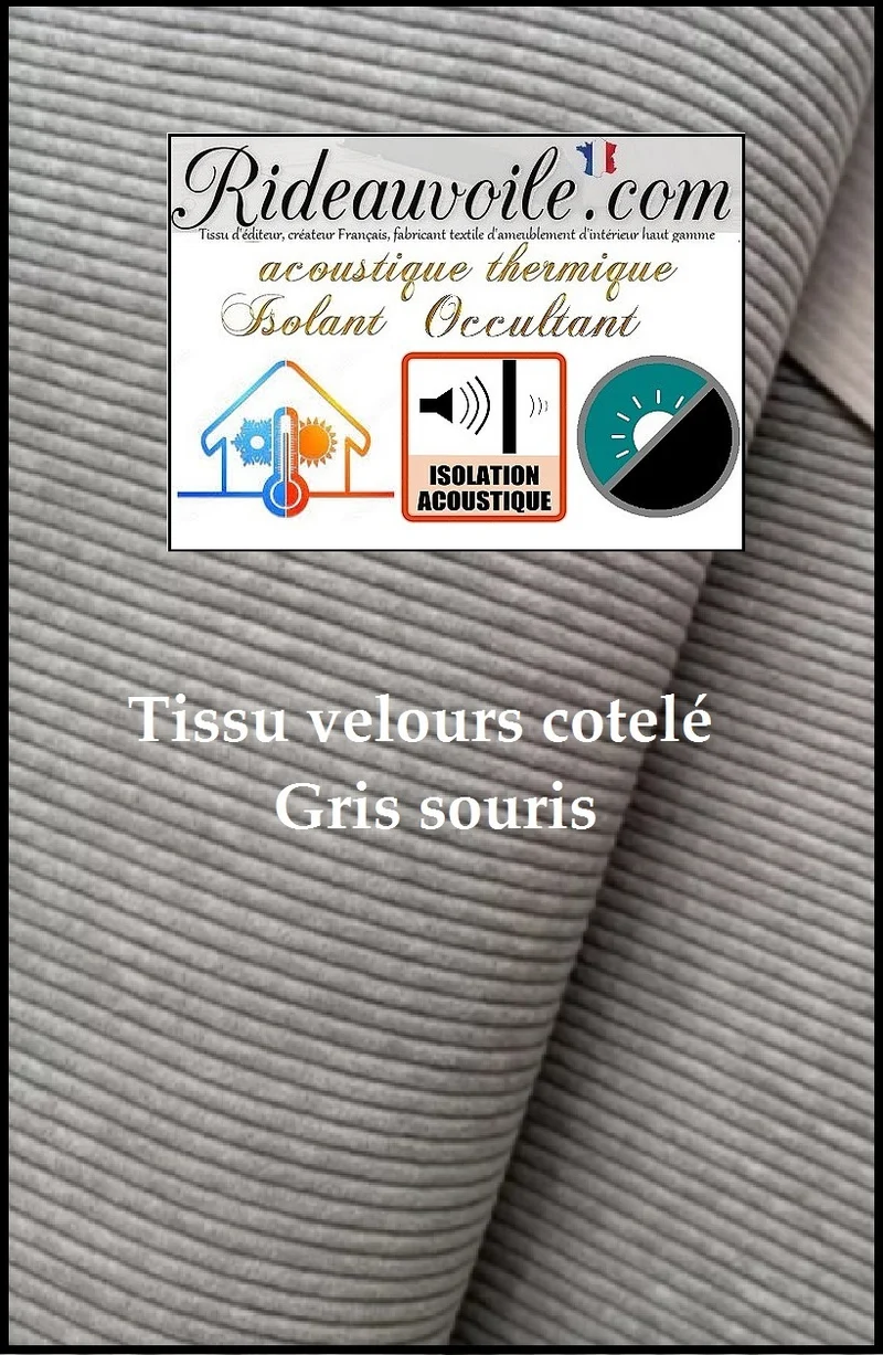 Velours côtelé ameublement isolation thermique Acoustique rideau occultant gris