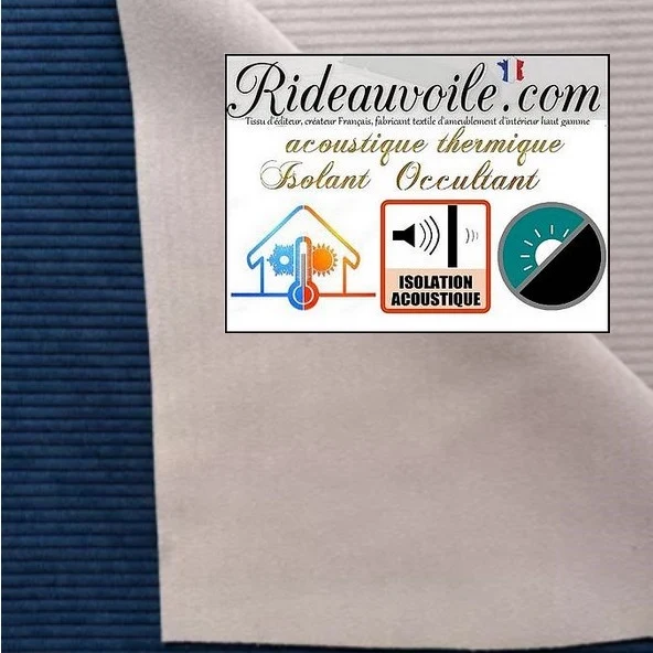 Velours côtelé ameublement isolation thermique Acoustique rideau occultant bleu