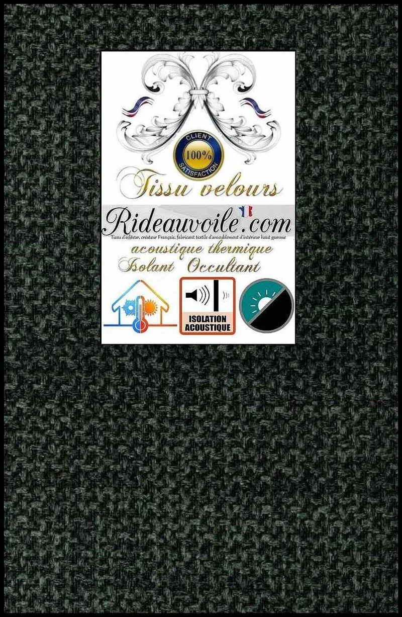Jacquard velours vert isolation thermique Acoustique rideau tissu occultant