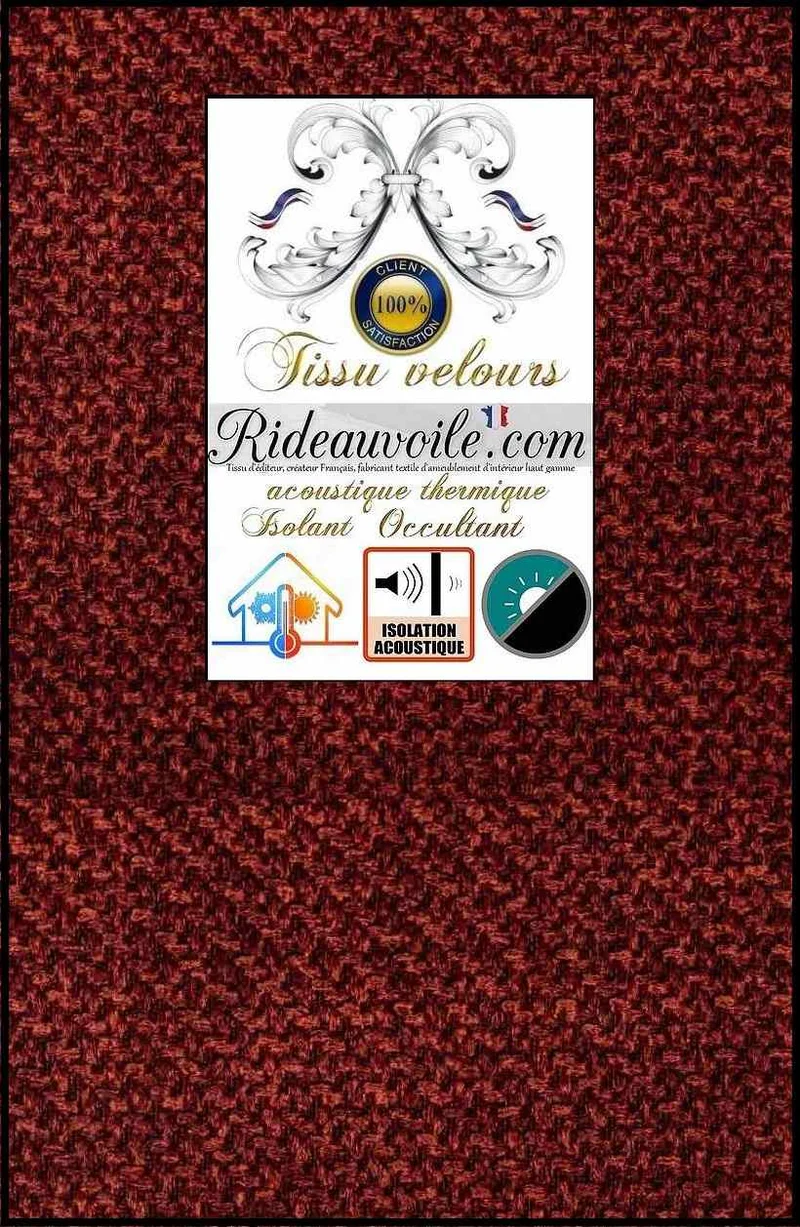 Jacquard velours rouge brique isolation thermique Acoustique rideau occultant
