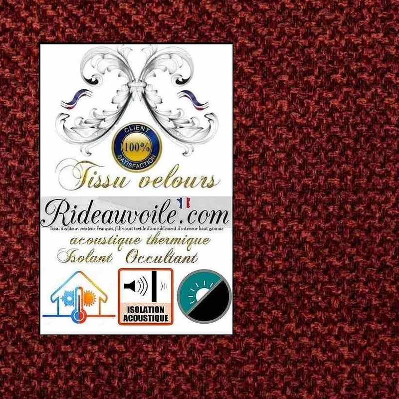 Jacquard velours rouge brique isolation thermique Acoustique rideau occultant