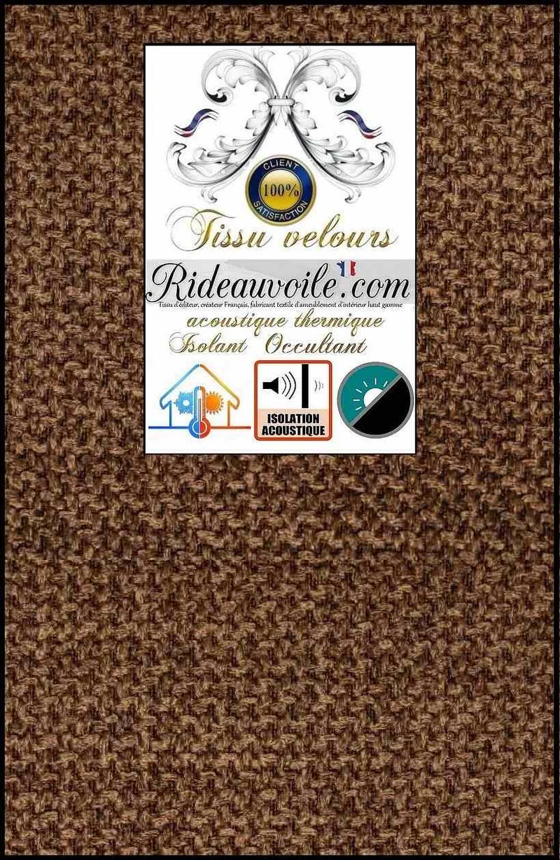 Tissu AMEUBLEMENT velours Marron Occultant isolant thermique Acoustique rideau