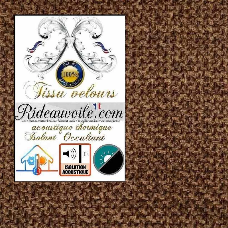 Tissu AMEUBLEMENT velours Marron Occultant isolant thermique Acoustique rideau