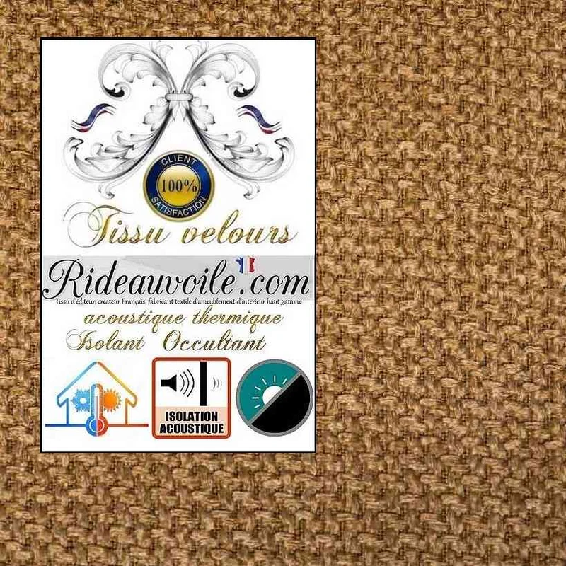Tissu AMEUBLEMENT velours JAUNE Occultant isolant thermique Acoustique rideau