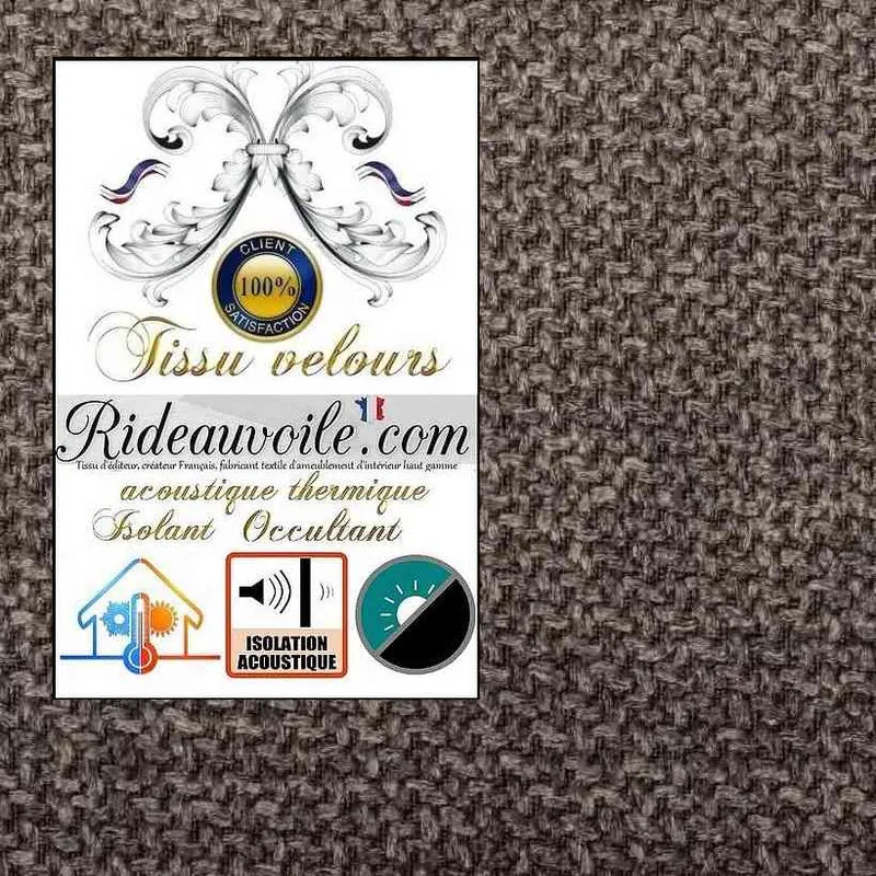 Tissu AMEUBLEMENT velours MARRON Occultant isolant thermique Acoustique rideau
