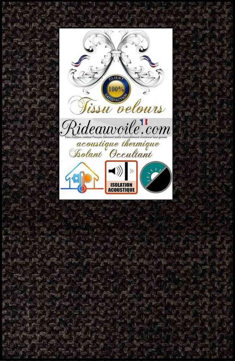 Tissu jacquard velours noir chêne Occultant isolant thermique Acoustique mètre rideau