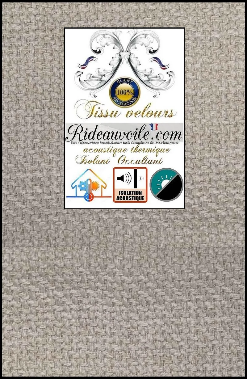 Boutique tissu velours Blanc cassé Occultant isolant thermique Acoustique mètre rideau