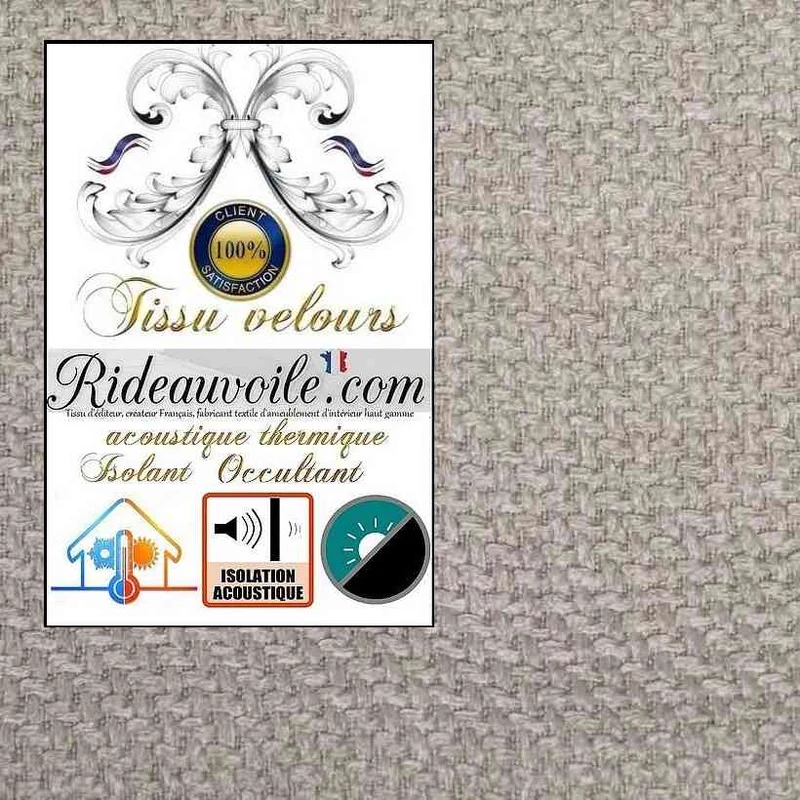 Boutique tissu velours Blanc cassé Occultant isolant thermique Acoustique mètre rideau