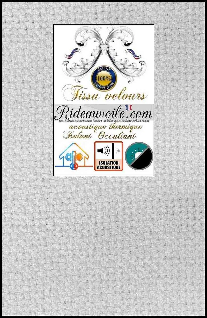 Tissu velours ameublement Blanc Occultant isolant thermique Acoustique mètre rideau