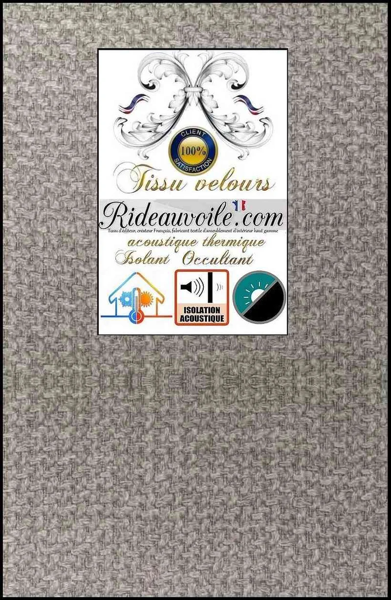Tissu velours ameublement grège beige gris Occultant isolant thermique Acoustique mètre