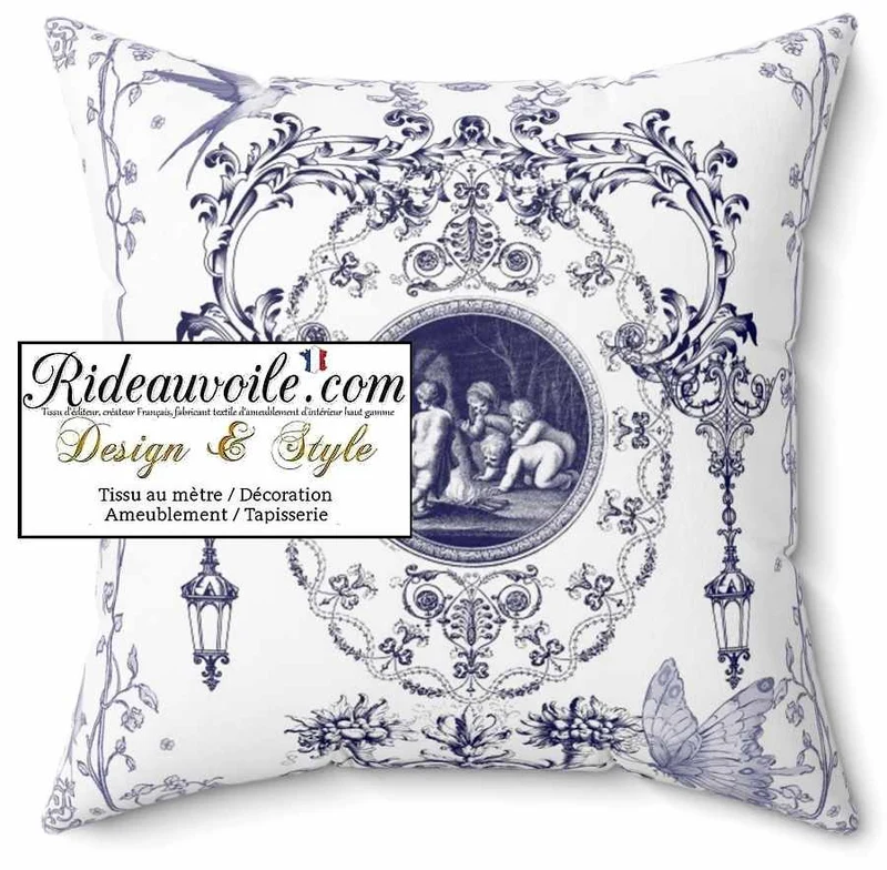 Spécialiste Rénovation Architecte intérieur Toile de Jouy Bleu mètre rideau sur mesure