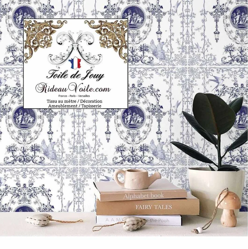Spécialiste Rénovation Architecte intérieur Toile de Jouy Bleu mètre rideau sur mesure