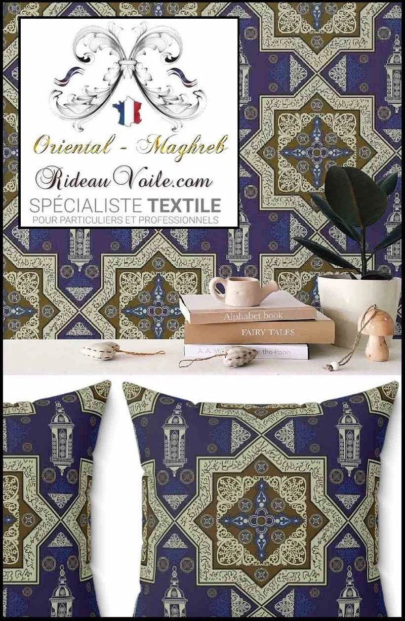 Tissu ignifuge ameublement imprimé Arabe designer Maghreb architecte Marocain voilage