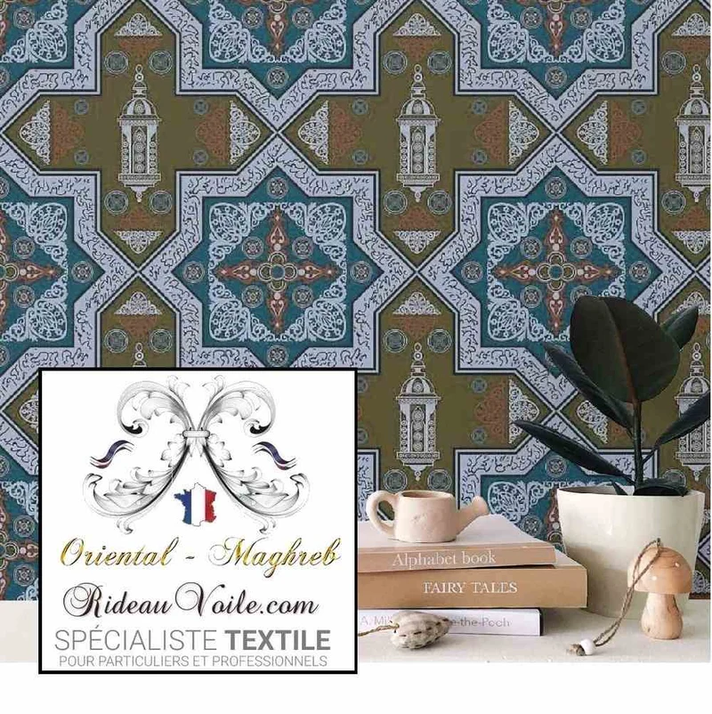 Tissu ameublement motif Arabe designer Maghreb Riad architecte Maroc confection Rideau