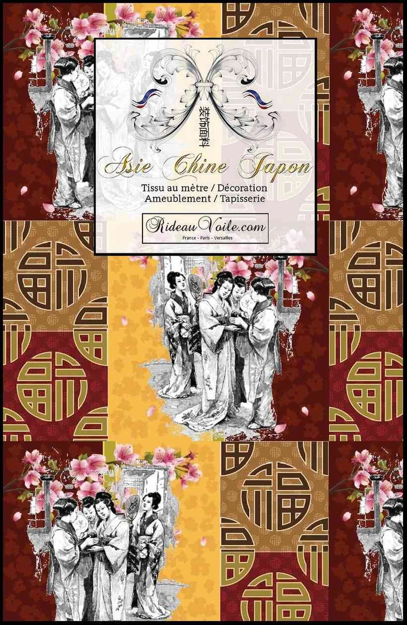 Tissu traditionnel motif Japonais imprimé Exotique Chinois ignifuge voilage rideau