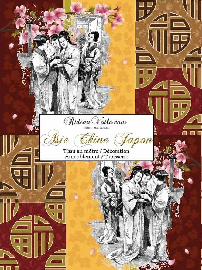 Tissu traditionnel motif Japonais imprimé Exotique Chinois ignifuge voilage rideau