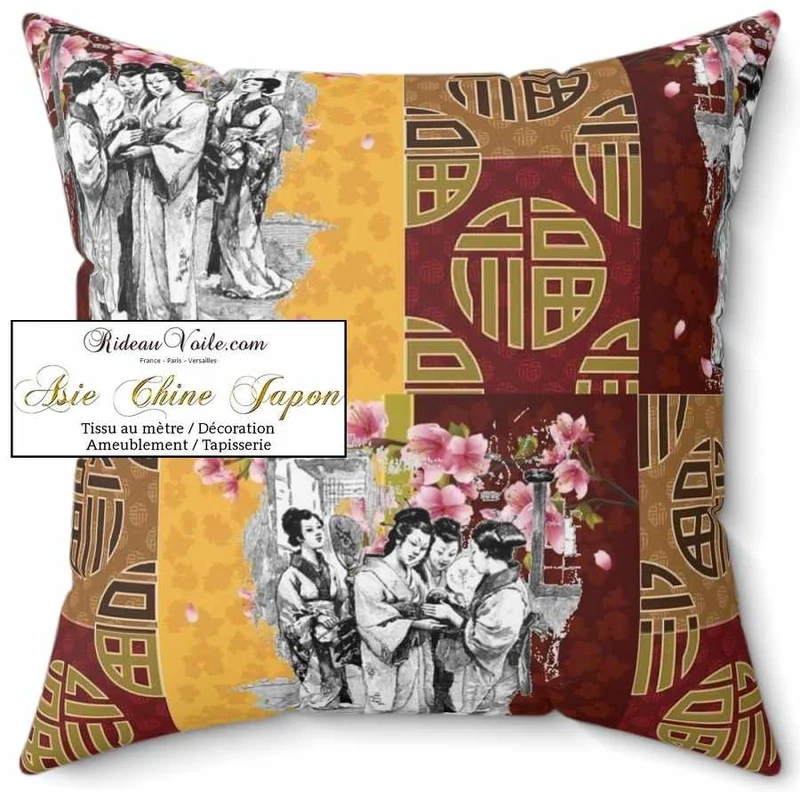Tissu traditionnel motif Japonais imprimé Exotique Chinois ignifuge voilage rideau