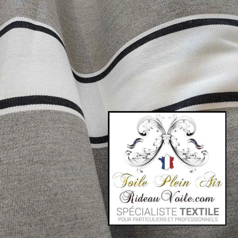 Toile imperméable Téflon U.V intérieur extérieure au mètre gris blanc rideau sur mesure