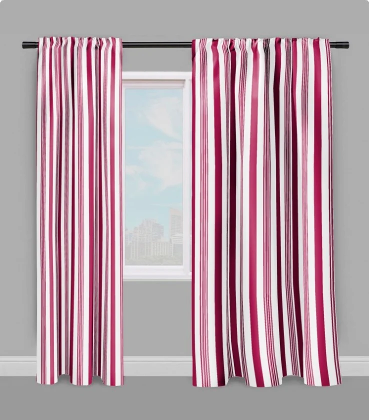 Tissu motif à rayures au mètre rideau rayé à ligne verticale coton rose fuchsia