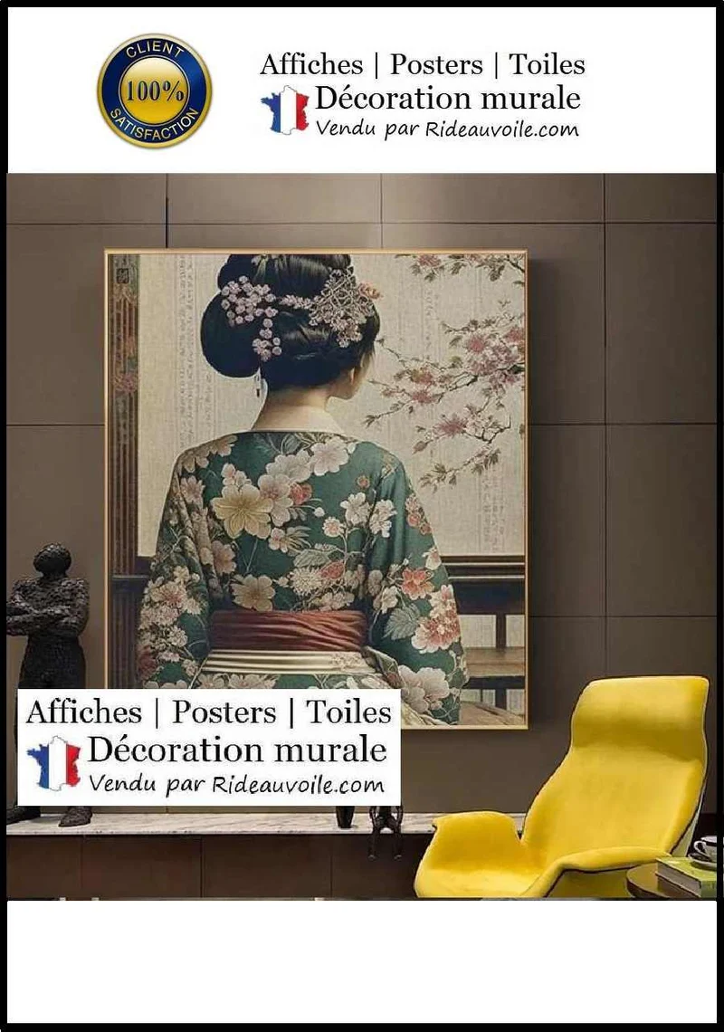 Toile murale sur mesure tableau Estampe Geisha Japonaise décoration galerie art