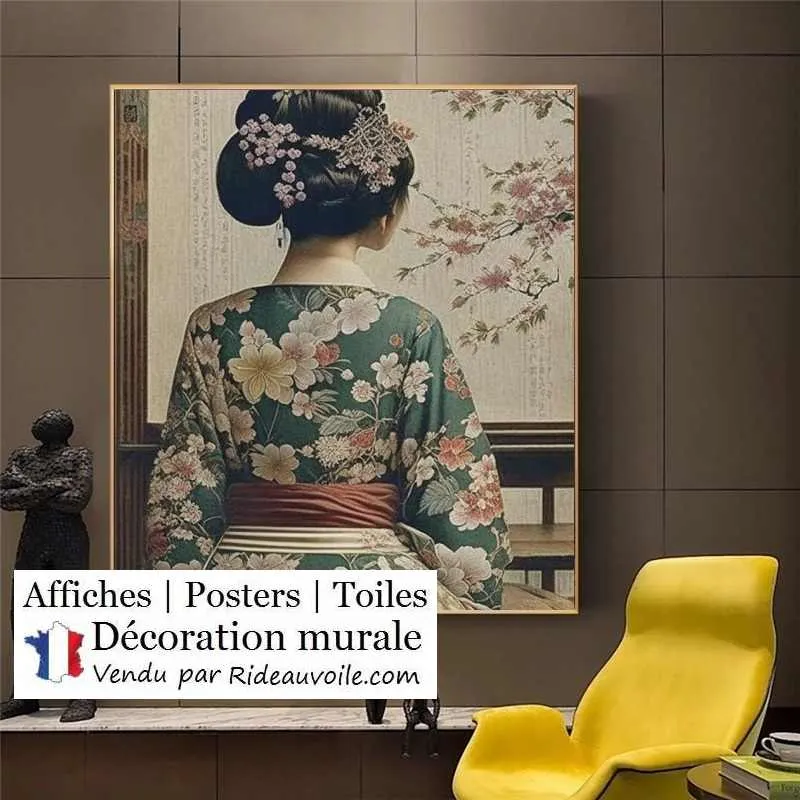 Toile murale sur mesure tableau Estampe Geisha Japonaise décoration galerie art