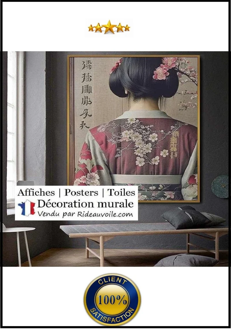 Affiche Poster Toile sur mesure tableau Estampe Geisha Japonaise décoration galerie art