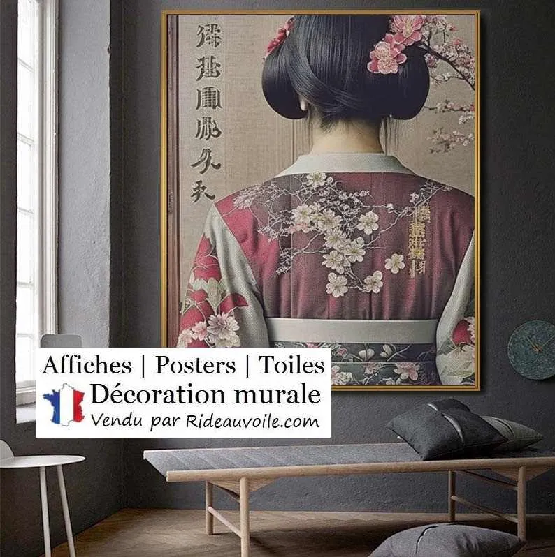 Affiche Poster Toile sur mesure tableau Estampe Geisha Japonaise décoration galerie art