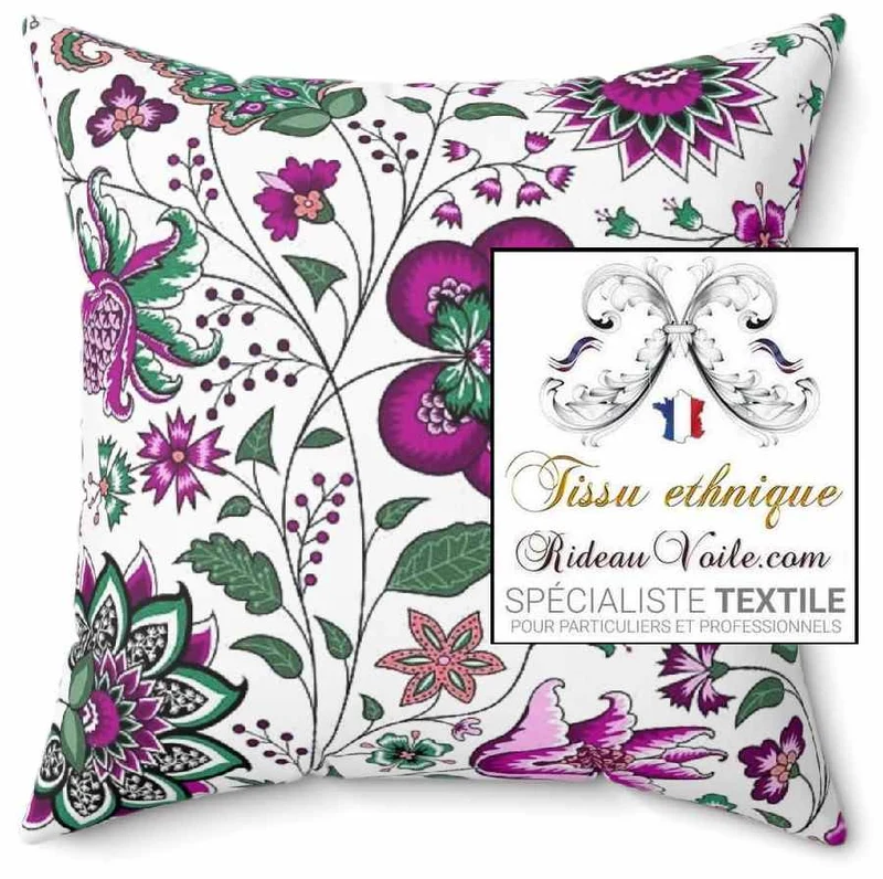 Tissu Indien Paisley Jacquard Violet Toile ameublement acoustique ignifuge occultant