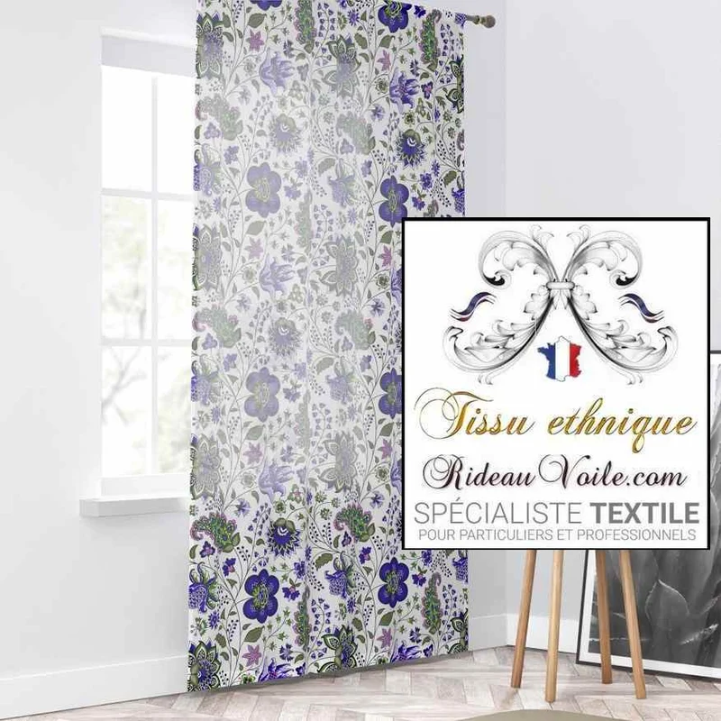 Tissu bleu Indien Paisley Jacquard Toile d'ameublement acoustique ignifuge occultant