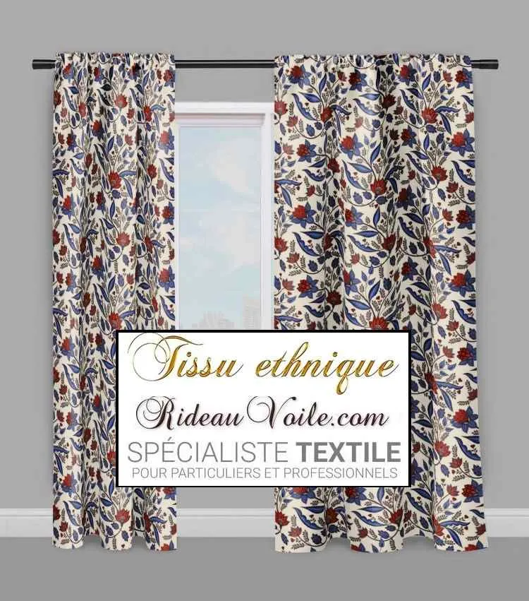 Tissu ethnique exotique ameublement motif Indien Paisley orient mètre rideau