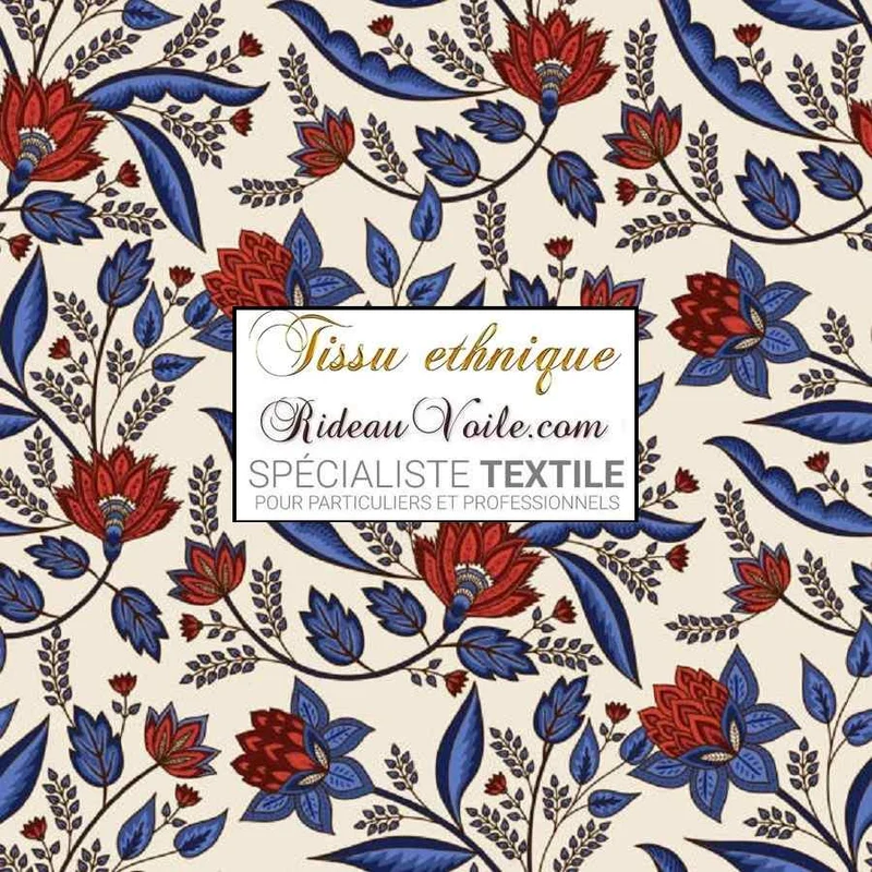 Tissu ethnique exotique ameublement motif Indien Paisley orient mètre rideau