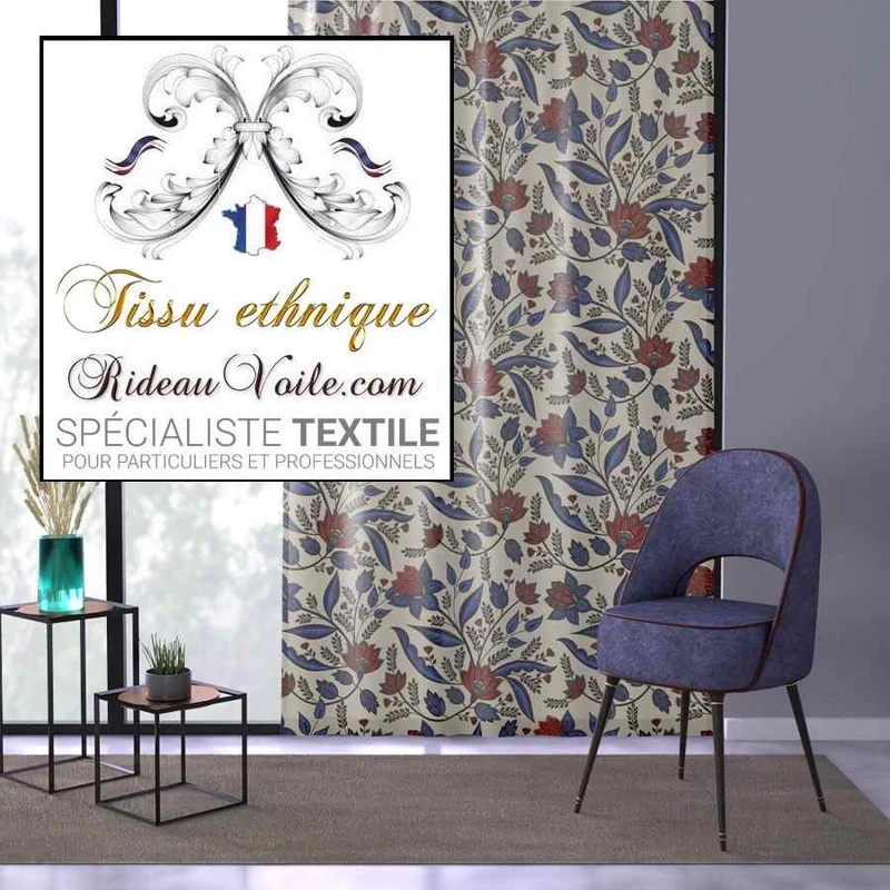 Tissu ethnique exotique ameublement motif Indien Paisley orient mètre rideau