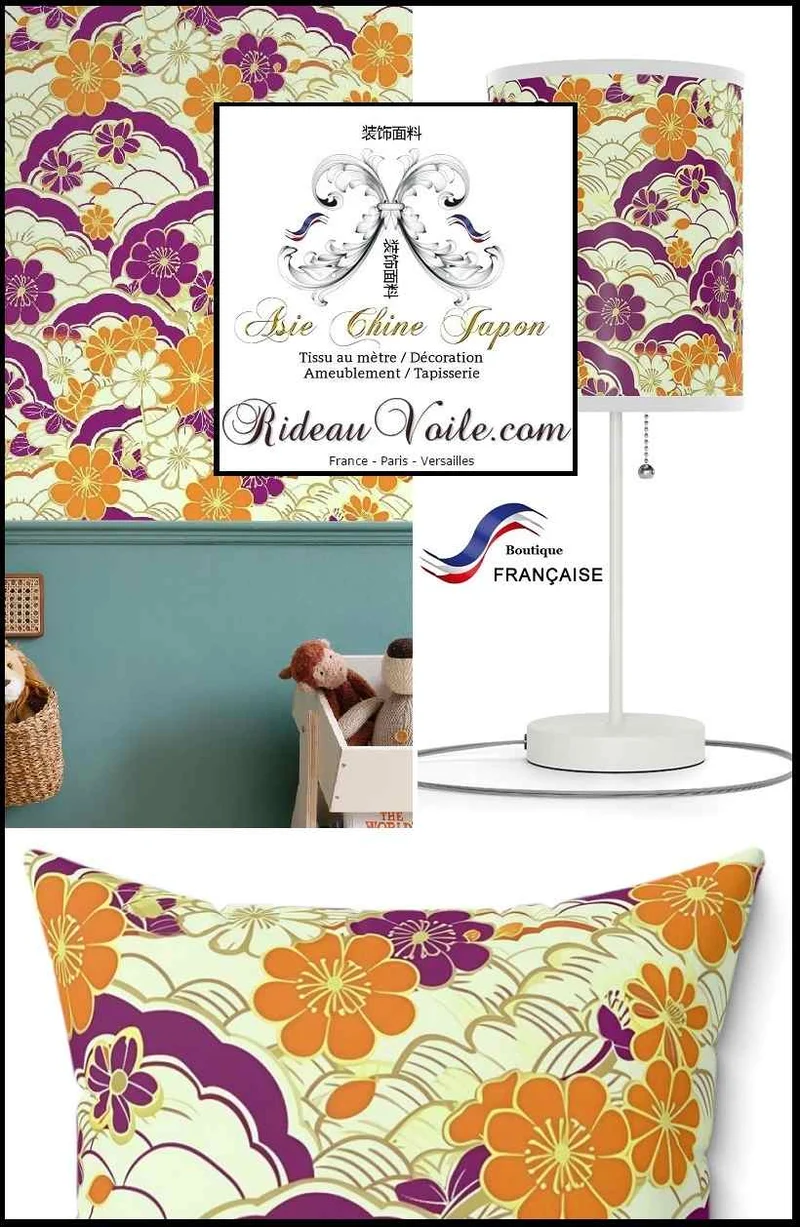 Tissu occultant acoustique thermique motif traditionnel japonais mètre M1