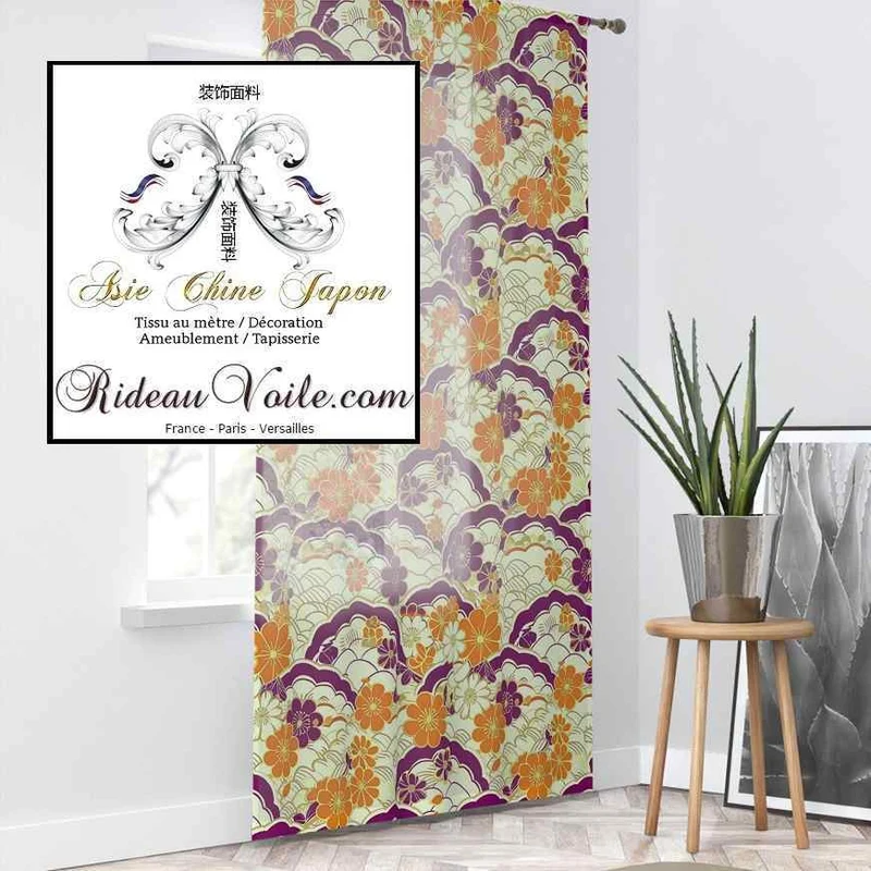 Tissu occultant acoustique thermique motif traditionnel japonais mètre M1