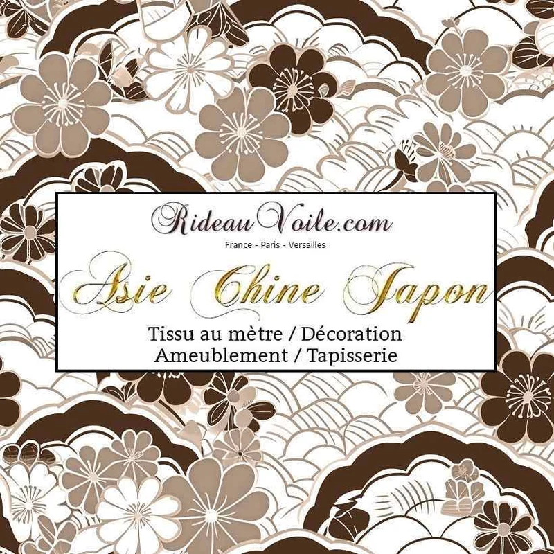 Tissu occultant acoustique thermique motif japonais mètre ignifuge marron