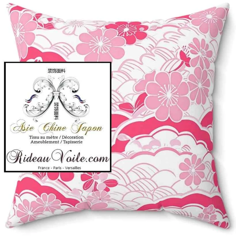 Rideau imprimé Japonais tissu Exotique Chinois ignifuge voilage rideau rose fleur