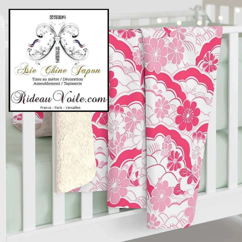 Rideau imprimé Japonais tissu Exotique Chinois ignifuge voilage rideau rose fleur