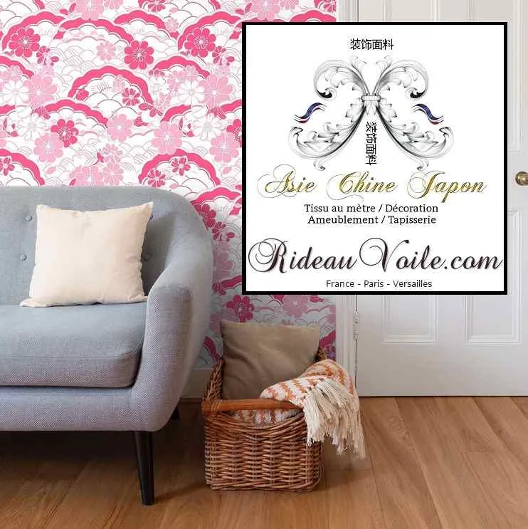 Rideau imprimé Japonais tissu Exotique Chinois ignifuge voilage rideau rose fleur