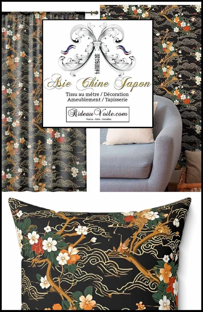 Maison d'éditeur haut gamme tissu ameublement motif imprimé Japonais mètre