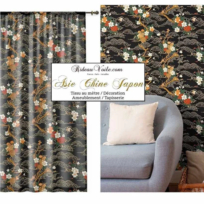 Maison d'éditeur haut gamme tissu ameublement motif imprimé Japonais mètre