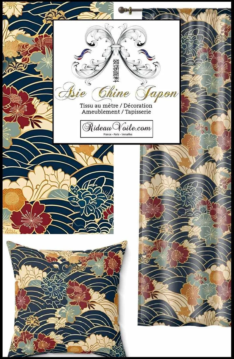 Tissu imprimé exotique tropical Japonais mètre décoration intérieur rideau sur mesure